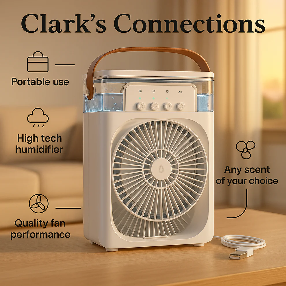 Portable Mini Cooler Fan with Mist Spray for Instant Cooling