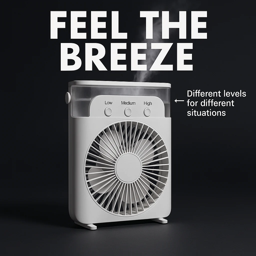 Portable Mini Cooler Fan with Mist Spray for Instant Cooling